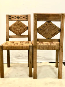 Chairs | 1940s South of France Rattan & Oak Dining Chairs - Roughan Home