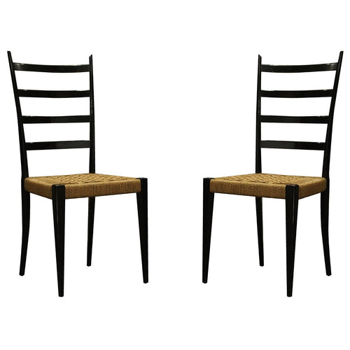 Gio Ponti | Black Ladder Back Chairs Excellent Condition - Roughan Home