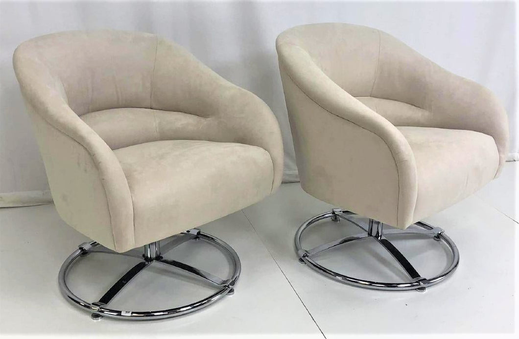 PR of Ward Bennett | Rare Barrel Back Swivel Chairs with Round Pedestal Base - Roughan Home